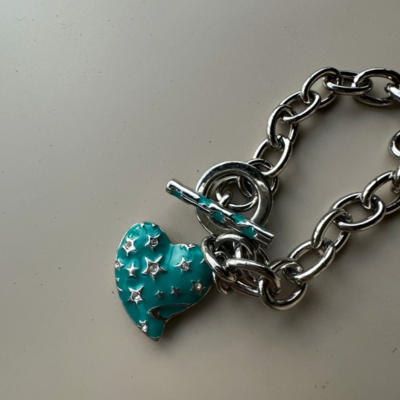 Vivienne Westwood turquoise and silver chain bracelet with heart charm - Picture 4 of 6